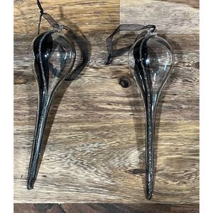 Hand Blown Glass Teardrop Ornaments Black Swirl Elegant Gothic Christmas Decor